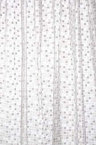 Croydex AE543440 Silver Mosaic Fully Waterproof PVC Shower Curtain, 1800 x 1800mm