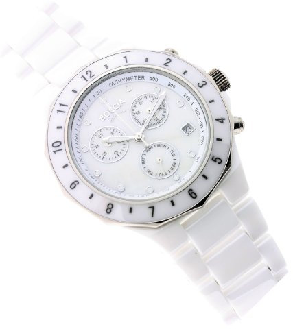 Boccia Unisex-Armbanduhr Chronograph Keramik weiß B3768-01