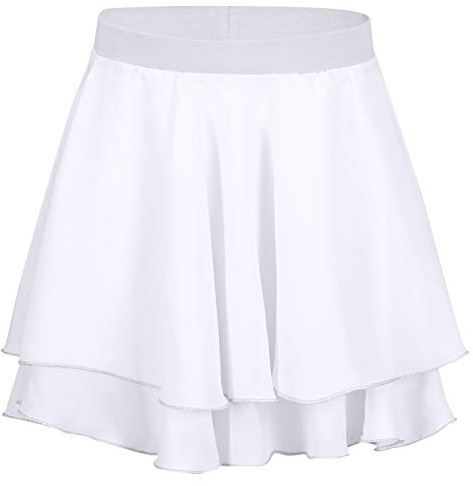 tanzmuster ® Ballettrock Mädchen - Elli - aus Chiffon zum Reinschlüpfen fürs Kinder Ballett in weiß, Größe 92/98