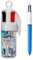 BIC 4 Couleurs Stylos-Bille Rétractables, Pour L'Ecole ou au Bureau, Pointe Moyenne (1,0 mm), Pot de 6 Stylos différents