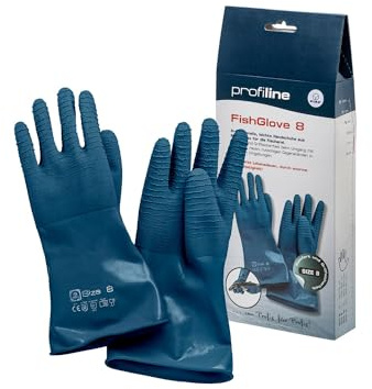 FIAP profiline FishGlove 8 - Fischhandschuhe - Größe 8 (M) - anti-rutsch - Material Naturlatex - Hand- und Fingerflächen mit starker Griffigkeit - enorme Abriebfestigkeit