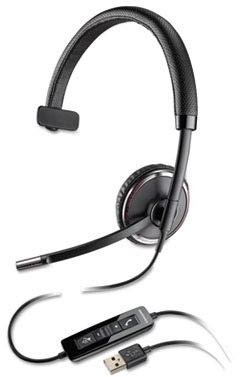 Plantronics Blackwire C510-M Monaural Headphones - Black - Audio Headphones (Call/Office Center, Monophone, Headband, Black, Microsoft Lync Microsoft OCS 2007, Wired)