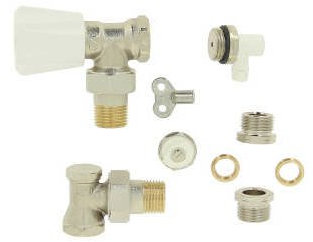 COMAP Kit manuel équerre 1/2 (15x21) - Inclus robinet, tête manuelle, raccord de réglage, purgeurs, clé - VMP05A20
