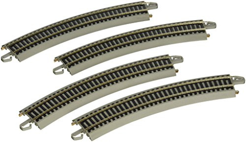 Bachmann Trains E-Z Track Reversing 18 Radius Curved 4PK NS Rail HO Scale | Snap-Fit E-Z Track, Reversing System 18 Radius Curved (4/card), Nickel Silver Rail With Gray Roadbed, 44549