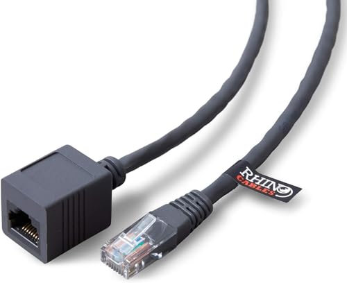 rhinocables CAT 5 Ethernet RJ45 Extension Cable CAT5e LAN Gigabit Network Internet Extender Male to Female Patch Cord Connector (Pack of 1, 2m)