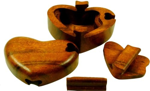 Puzzlebox, Schmuckschatulle, Magic Box mit Geheimversteck, Herz | Zerlegbare Schachtel aus Holz, ideal für Schmuck, einzigartiges Design, vielseitig einsetzbar, Naturprodukt