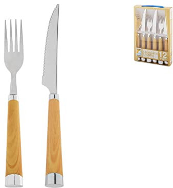 HOME Ménagère, Acier, Marron, 12 Pièces