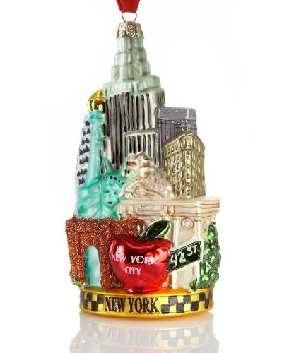 Kurt S. Adler Dekoration mit Stadtansicht von New York, Glas, Mehrfarbig, 13,97 cm