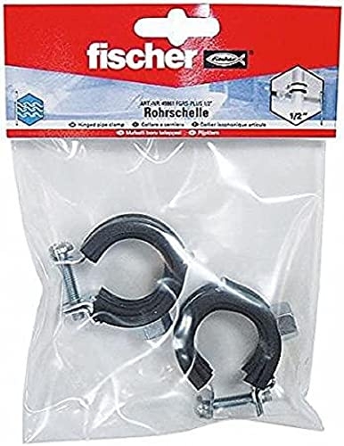 fischer FGRS Plus 1/2'' B - Rohrschelle mit Schnellverschluss zum zeitsparenden Befestigen von Rohrleitungen bis 2“ mit Gewindestangen oder Stockschrauben - 2 Stück - Art.-Nr. 49861