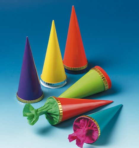 6er Set Deko Spitztüten Schultüten H:12 cm Tischdeko bunt gemischt