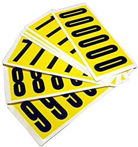 Complete Packs of Self-Adhesive Numbers, Easy Warehouse Identification, Clean Peel - Leaves No Residue, Each Card is H.38 x W. 90mm - Yellow