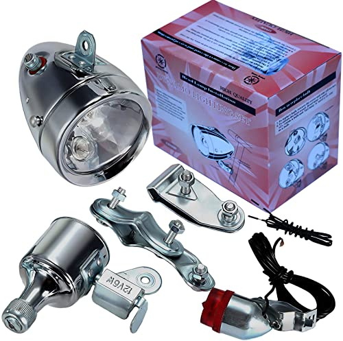 AXITRON 12V 6W Bicycle Motorized Bike Friction Generator Dynamo Headlight Tail Light Kit