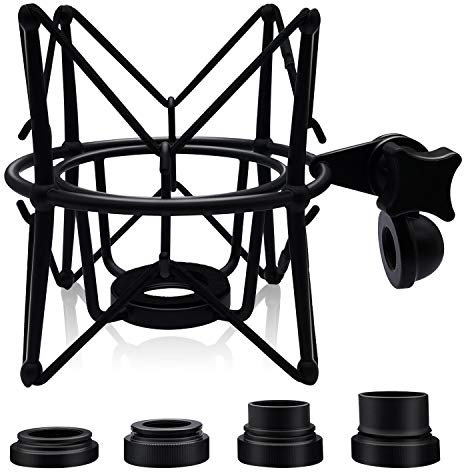 Boseen Studio Condenser Metal Microphone Spider Shock Mount Holder Clip Anti Vibration Suspension High Isolation, Ideal for Radio Broadcasting Studio, Voice-over Sound Studio and Recording(Black)