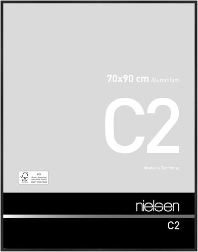 nielsen Bilderrahmen, 70 x 90 cm, Aluminium, Schwarz matt, Posterrahmen zum Aufhängen im Hoch- & Querformat, Echtglas, C2