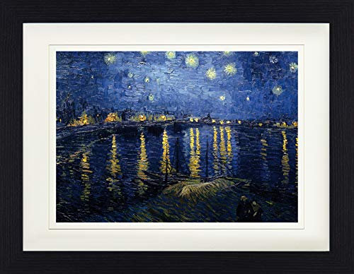 1art1 Vincent Van Gogh Poster Sternennacht Über Der Rhône, 1888 Gerahmtes Bild Mit Edlem Passepartout | Wand-Bilder | Im Bilderrahmen 40x30 cm