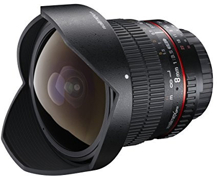 Walimex pro 18704 Pro 8 mm 1:3,5 DSLR Fish-Eye II Objektiv (für Sony Alpha Objektivbajonett, mit abnehmbarer Gegenlichtblende) schwarz