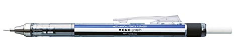 Tombow MONO graph Druckbleistift 0,5 mm, blau/weiß/schwarz, HB, präzises Zeichnen mit 4-mm-Spitze, Schüttel-Mechanismus, inkl. nachfüllbarer Radierer [SH-MG]