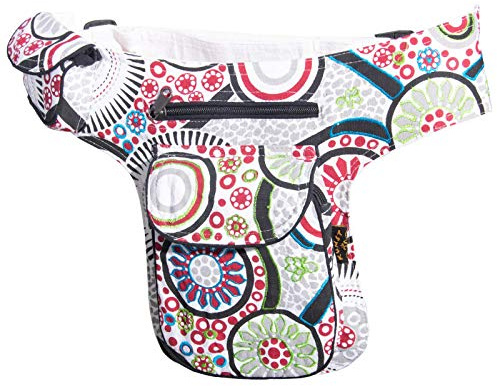 Kunst und Magie Goa Schulter/Bauchtasche Gürteltasche Bauchgurt Hippie PSY, Farbe:Weiß