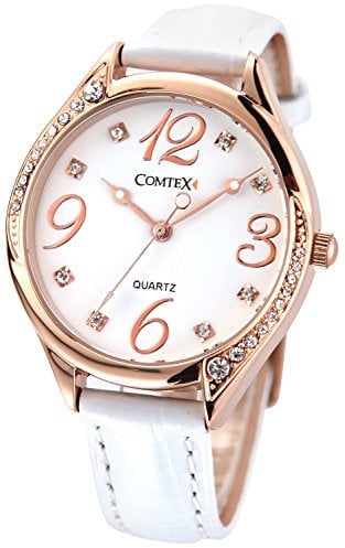 Comtex Modische Damen-Armbanduhr Analog Quarz Weiß Zifferblatt Armbanduhr…