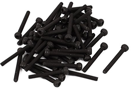 sourcing map 50 Stück M2x15mm Legierter Stahl Innensechskant Rändel Kopf Kappe Schraube Zylinderkopfschrauben Schwarz