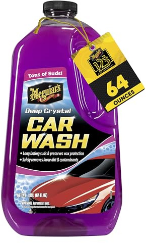 Meguiar's Deep Crystal Car Wash - Car Wash Shampoo that Cleans Paint, Enhances Gloss, and Preserves Wax Protection, pH Balanced Car Wash Soap with Excellent Foaming Action, 64 Oz