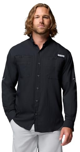 Columbia Men's Discontinued PFG Tamiami Ii Long Sleeve Shirt, Black, X-Large