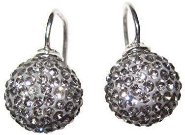 Ohrringe Kugel 14 mm silber Strass-Steine Bügel Sterling-Silber 925-er Heide Heinzendorff Party Fest Fashion Mode Frauen Hochzeit Geschenk Glitzer
