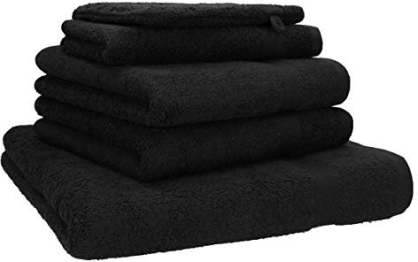 Betz Premium Frottier Handtuch-Set 5-teilig - 1x Liegetücher - 2X Handtücher - 1x Gästetücher - 1x Waschhandschuh - schwarz
