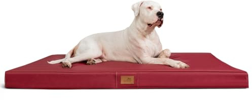 tierlando® Orthopädische Hundematratze Oscar Easy CLEAN aus Kunstleder mit Visco-Schaumfüllung, druckentlastende Hundematte mit Rutschfester Unterseite Größe: 150x100cm | Farbe: 04 Dunkelrot