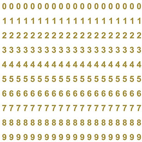 kleb-Drauf | 200 Zahlen, Höhe je 2 cm | Gold - glänzend | Wandtattoo Wandaufkleber Wandsticker Aufkleber Sticker | Wohnzimmer Schlafzimmer Kinderzimmer Küche Bad | Deko Wände Glas Fenster Tür Fliese