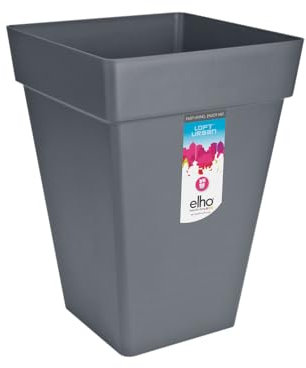 elho Loft Urban Eckig Hoch 37 - Blumentopf für Außen - Ø 37.0 x H 51.3 cm - Schwarz/Anthrazit