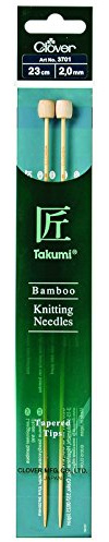Clover Stricknadeln, einseitiger Takumi-Bambus, 23 cm, 2mm
