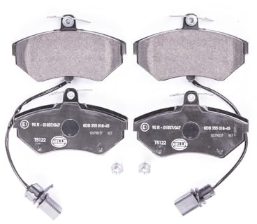HELLA 8DB 355 018-451 Bremsbeläge - mit Warnkontakt - T5122 | Kompatibel mit: AUDI A4 B5, A4 B5 Avant, A4 B6, A4 B6 Avant, A4 B7, A4 B7 Avant, VW PASSAT B5, PASSAT B5 Variant
