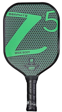 ONIX Graphite Z5 Pickleball-Paddel (Graphit-Kohlefaser-Oberfläche mit rauer Textur-Oberfläche, gepolsterter Komfortgriff und Nomex-Wabenkern für Berührung, Kontrolle und Kraft), Grün