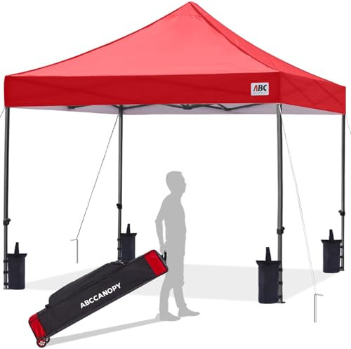 ABCCANOPY Pavillon 3x3M WASSERDICHT Flatpavillon Pop-up Gartenzelt Festzelt,Rot