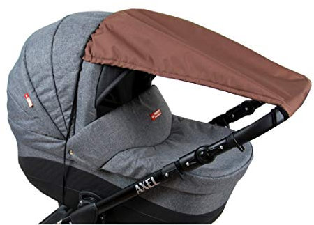 BABYLUX Sonnenschutz UV Rollo Schütz SONNENSEGEL Sonnendach für Kinderwagen Buggy (Braun)