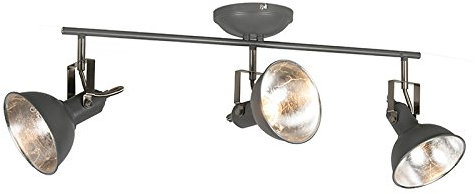 QAZQA - Industrie I Vintage I Drehbarer und neigbarer IndustrieSpot I Spotlight I Deckenspot I Deckenstrahler I Strahler I Lampe I Leuchte in Anthrazit - Tommy 3-flammig Spotbalken I Wohnzimmer I Schl