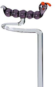 Orchideenstab Blumenstab Blumenhalter mit Würmchen handgeformt Lauschaer Glas das Original