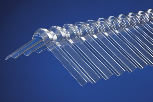 Acryl Wellfirsthaube klar für Acrylglas Wellplatten Trapez 76/18 Länge: 1045 mm