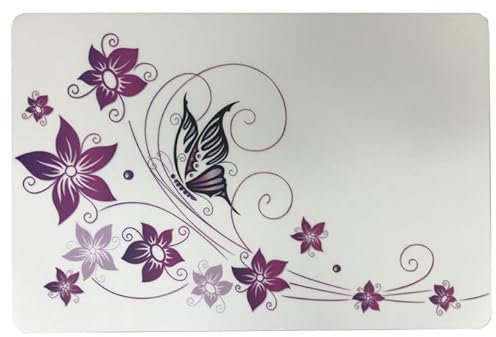 Schreibtischunterlage Schmetterling auf Blume 40 x 60 cm, abwischbar, weiß/lila
