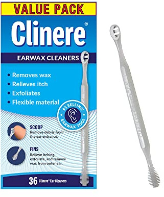 Clinere Ear Cleaners, Gentle Canal Cleaning and Ear Wax Removal Tool, Itch Relief, Exfoliates, 36 Count