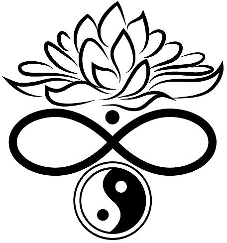 Wandtattoo Lotusblüte Unendlichkeitszeichen Yin & Yang - 54 Farben - 2 Größen/Gold / 35 cm breit x 37 cm hoch