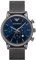 Emporio Armani Watch For Men, Chronograph Movement and 46mm Case Size with Stainless steel, Leather or Silicone strap Dunkelgrau und Dunkelblau , 46MM