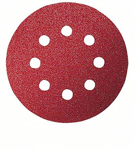 Bosch Accessories 2609256A23 Feuilles abrasives pour Ponceuses excentriques Diamètre 125 mm 8 trous Grain 60 Lot de 5 feuilles