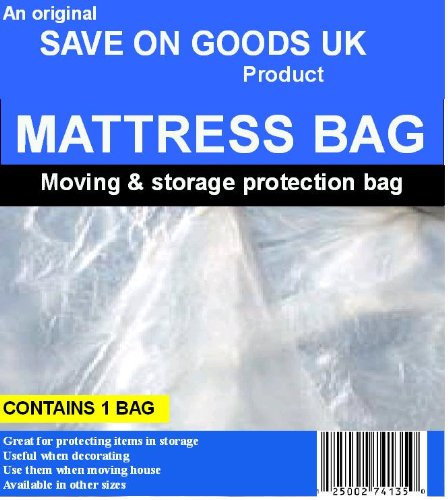 6ft Super King size mattress bag. Strong heavy duty plastic polythene matress transport removal protector bag