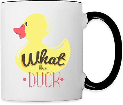 Spreadshirt What The Duck Wortspiel Ente Tasse Zweifarbig, One size, Weiß/Schwarz