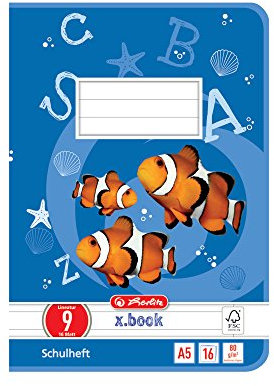 Herlitz Schulheft x.book A5, Lineatur 9, 4. Klasse, 16 Blatt, 10 Stück