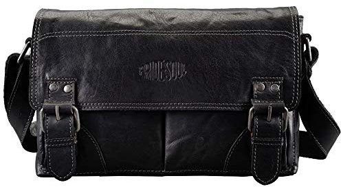 Pride and Soul 47501 Umhängetasche Queen's Sensation, Damen-Handtasche mit verstellbarem Schultertrageriemen, Tasche aus echtem Leder, Alltagstasche mit Handyfach, schwarz, ca. 20 x 30 x 7 cm
