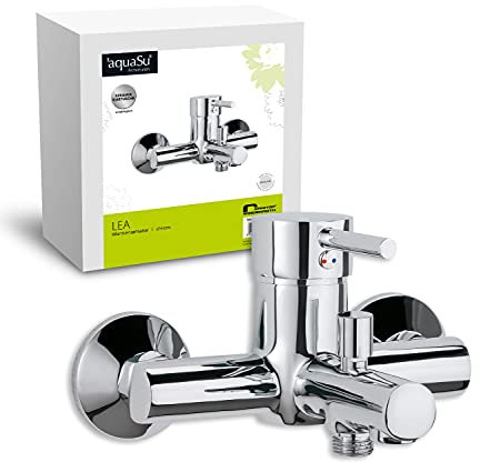 aquaSu® 78812 0 Einhandmischer Lea für Wanne | Chrom | Wasserhahn | Einhebelmischer | Badewannenarmatur | Wannenbatterie