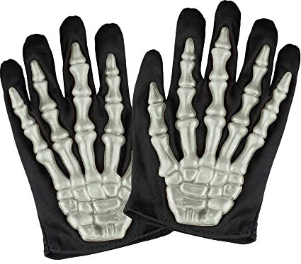W WIDMANN MILANO Party Fashion 8408G - Handschuhe Skelett für Kinder, 3D, Nachtleuchtend, Neon, Halloween, Karneval, Mottoparty